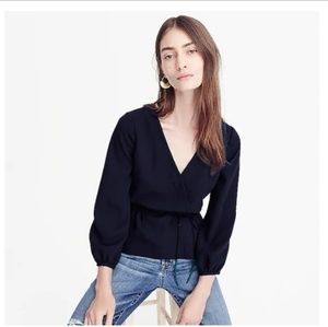 J.Crew Drapey Crepe Faux Wrap Top 2 NEW